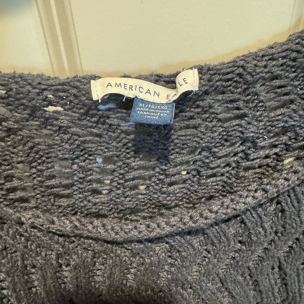American Eagle boat neck bell sleeve crochet sweater - Picture 2 of 6